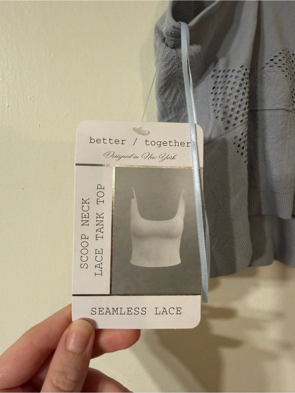 Seamless Perforated Crop Cami in Light Blue - Picture 4 of 4